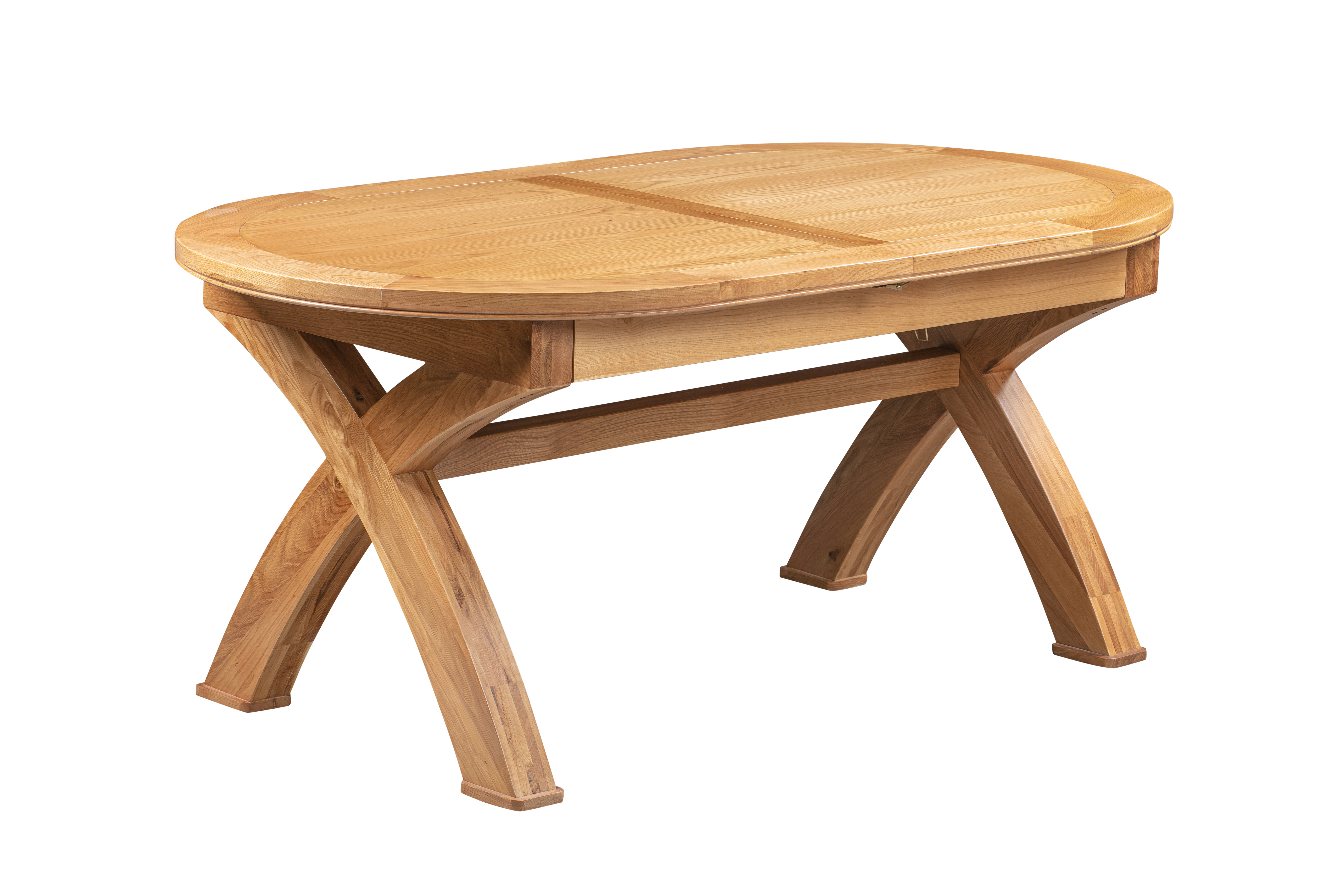 Hardwick Oak 180-230cm Oval Cross Leg Extending Dining Table | Lukehurst